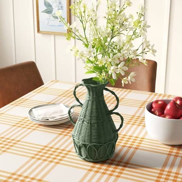 Threshold NWT Coastal Small Rattan Vase Green - Picture 3 of 11